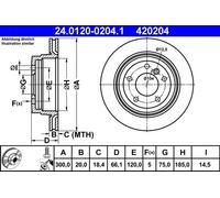 2x Disco de freno ventilado 24.0120-0204.1 ATE para BMW 3 Touring X1 3 1 3 Coupé