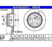 Disco de freno ATE 24.0120-0215.1 trasero, ventilado , altamente carbonizado, 1 Pieza