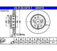 2x Disco de freno ventilado 24.0120-0216.1 ATE para SUZUKI SWIFT III