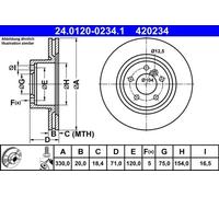 2x Disco de freno ventilado 24.0120-0234.1 ATE para BMW X3 X4