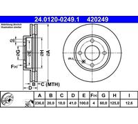2x Disco de freno ventilado 24.0120-0249.1 ATE para OPEL KARL