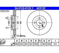 2x Disco de freno ventilado 24.0122-0122.1 ATE para BMW 3 3 Touring Z1 Roadster