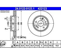 2x Disco de freno ventilado 24.0122-0123.1 ATE para MERCEDES-BENZ 190 124 Sedán