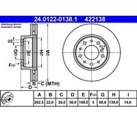 2x Disco de freno ventilado 24.0122-0138.1 ATE para VOLVO 740 740 Kombi