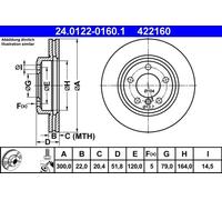 2x Disco de freno ventilado 24.0122-0160.1 ATE para BMW 3 3 Coupé 3 Touring