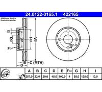 2x Disco de freno ventilado 24.0122-0165.1 ATE para MAZDA 323 S IV 323 C IV MX-3
