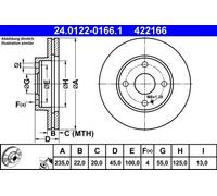2x Disco de freno ventilado 24.0122-0166.1 ATE para MAZDA 323 S IV 323 C IV