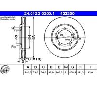 2x Disco de freno ventilado 24.0122-0200.1 ATE para SUZUKI GRAND VITARA I