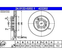 2x Disco de freno ventilado 24.0122-0202.1 ATE para VW AUDI