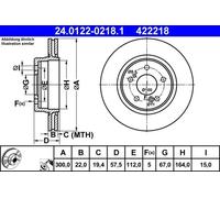 2x Disco de freno ventilado 24.0122-0218.1 ATE para MERCEDES-BENZ CLASE E SL