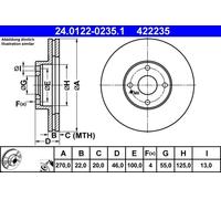 2x Disco de freno ventilado 24.0122-0235.1 ATE para MAZDA MX-5 II