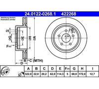 2x Disco de freno ventilado 24.0122-0268.1 ATE para NISSAN 350Z Coupé