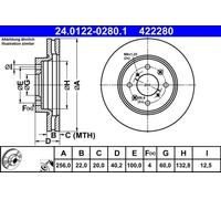 2x Disco de freno ventilado 24.0122-0280.1 ATE para SUZUKI SWIFT IV