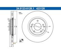 2x Disco de freno ventilado 24.0123-0128.1 ATE para SSANGYONG TIVOLI XLV SUV