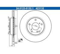 2x Disco de freno ventilado 24.0123-0132.1 ATE