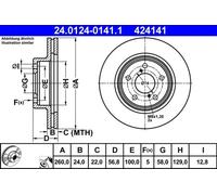 2x Disco de freno ventilado 24.0124-0141.1 ATE para SUBARU LEGACY I LEGACY II