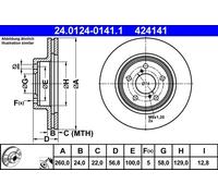 2x Disco de freno ventilado 24.0124-0141.1 ATE para SUBARU LEGACY I LEGACY II