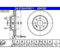 2x Disco de freno ventilado 24.0124-0163.1 ATE para DAEWOO NUBIRA NUBIRA Sedán