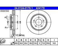 2x Disco de freno ventilado 24.0124-0178.1 ATE para CHRYSLER