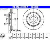 2x Disco de freno ventilado 24.0124-0178.1 ATE para CHRYSLER