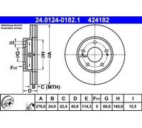 2x Disco de freno ventilado 24.0124-0182.1 ATE para MITSUBISHI SPACE WAGON