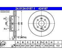ATE Discos de freno para KIA: Rio (Ref: 24.0124-0187.1)