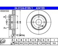 2x Disco de freno ventilado 24.0124-0199.1 ATE para CHEVROLET DAEWOO