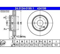 Disco de freno ATE 24.0124-0199.1 delantero, ventilado , 1 Pieza