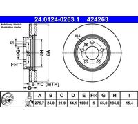 2x Disco de freno ventilado 24.0124-0263.1 ATE para SEAT VW AUDI SKODA