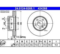 2x Disco de freno ventilado 24.0124-0268.1 ATE para BMW 3 3 Touring 4 Coupé