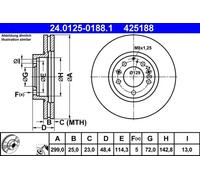 2x Disco de freno ventilado 24.0125-0188.1 ATE para MAZDA 6 Hatchback 6 Sedán
