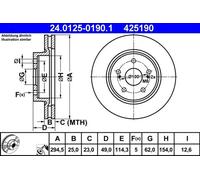 2x Disco de freno ventilado 24.0125-0190.1 ATE para SUZUKI GRAND VITARA II