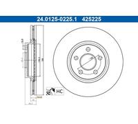 2x Disco de freno ventilado 24.0125-0225.1 ATE para FORD