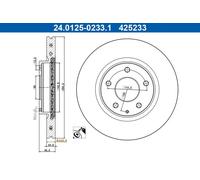 2x Disco de freno ventilado 24.0125-0233.1 ATE para MAZDA 3 Hatchback 3 Sedán