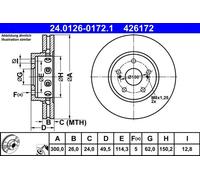 2x Disco de freno ventilado 24.0126-0172.1 ATE para SUZUKI KIZASHI