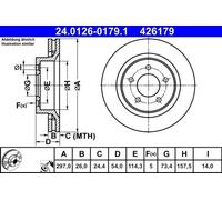 2x Disco de freno ventilado 24.0126-0179.1 ATE para CHRYSLER 300M CONCORDE