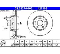 2x Disco de freno ventilado 24.0127-0103.1 ATE para FORD FOCUS IV FOCUS IV Sedán