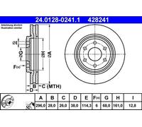 2x Disco de freno ventilado 24.0128-0241.1 ATE para NISSAN NP300 PICKUP