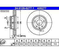 Disco de freno ATE 24.0128-0277.1 delantero, ventilado , 1 Pieza