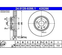 2x Disco de freno ventilado 24.0128-0286.1 ATE para FORD MONDEO V Sedán
