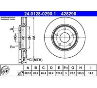 2x Disco de freno ventilado 24.0128-0290.1 ATE para FIAT CHRYSLER