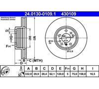 Disco de freno ATE 24.0130-0109.1 delantero, ventilado , altamente carbonizado, 1 Pieza