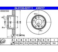 Disco de freno ATE 24.0130-0217.1 delantero, ventilado , altamente carbonizado, 1 Pieza