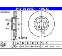 2x Disco de freno ventilado 24.0130-0243.1 ATE para VOLVO XC90 II S90 II XC60 II