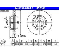 2x Disco de freno ventilado 24.0132-0101.1 ATE para MERCEDES-BENZ SLK CLASE C