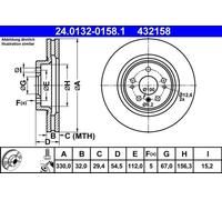 2x Disco de freno ventilado 24.0132-0158.1 ATE para MERCEDES-BENZ CLASE R