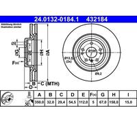 2x Disco de freno ventilado 24.0132-0184.1 ATE para MERCEDES-BENZ CLASE M GLE