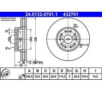 2x Disco de freno ventilado 24.0132-0701.1 ATE para LEXUS GS IS I IS SportCross