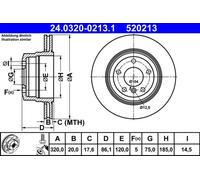 2x Disco de freno ventilado 24.0320-0213.1 ATE para BMW 5 5 Touring
