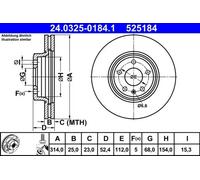 2x Disco de freno ventilado 24.0325-0184.1 ATE para AUDI A5 A5 Sportback A4 B8